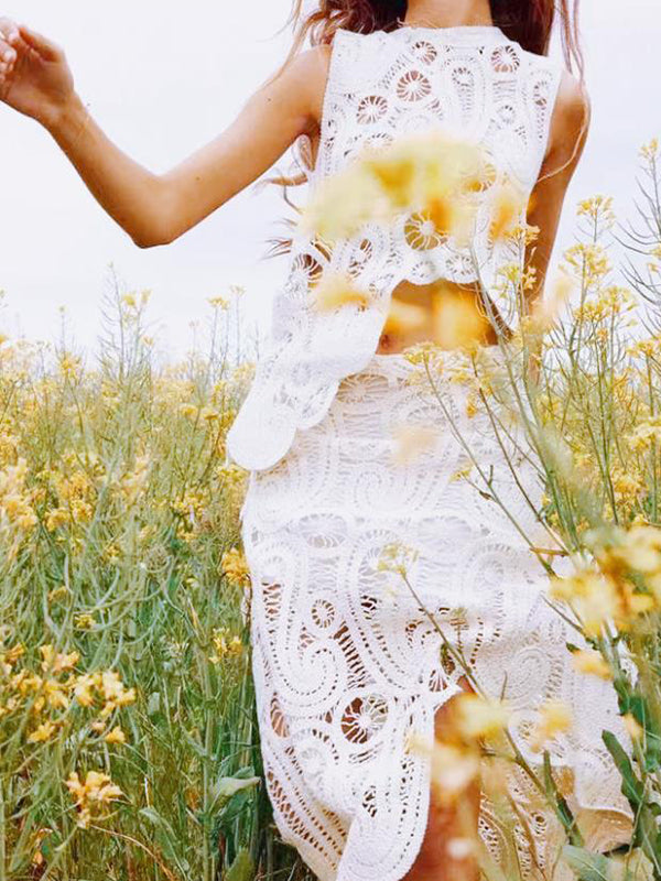 Vestido Maxi Maternidad Con Corte Encaje Detalle Huecos 2 En 1 para Baby Shower