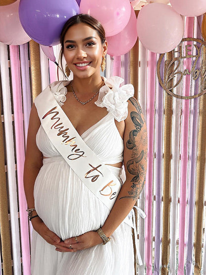 Vestido Maxi Maternidad Con Volantes Y Espalda Descubierta Para Baby Shower