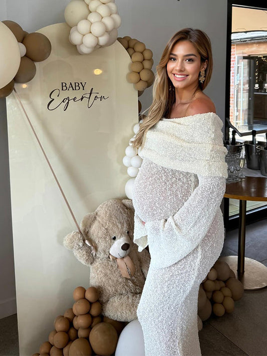 Liso Hombros Descubiertos Prendas De Punto Ajustado Vestido De Vacaciones En La Playa Vestidos Para Baby Shower