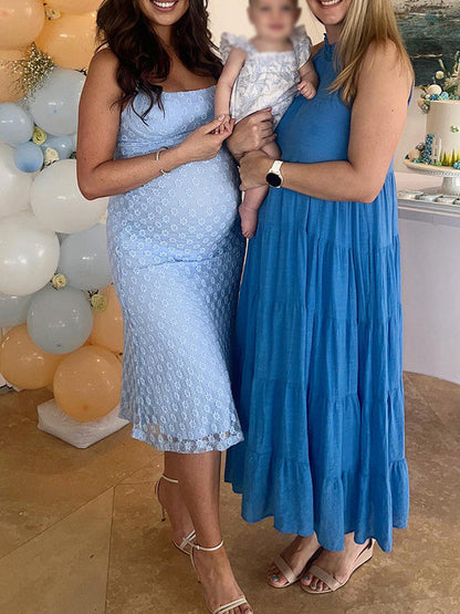 Vestido Maxi De Maternidad Con Tirantes Finos Y Diseño Ajustado Para Baby Shower