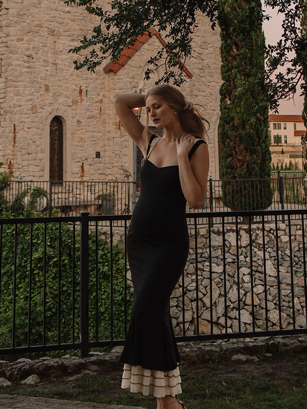 Vestido Largo Elegante De Maternidad Para Sesión De Fotos Con Volantes