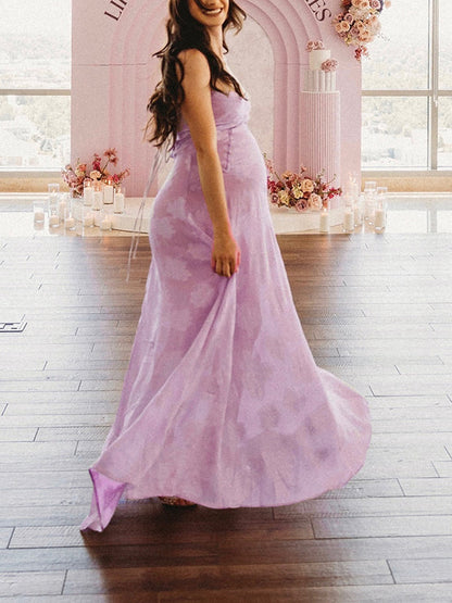 Violet Tirantes Sin Espalda Espalda Anudada Big Swing Cordón Para Baby Shower Maternidad Vestido Largo