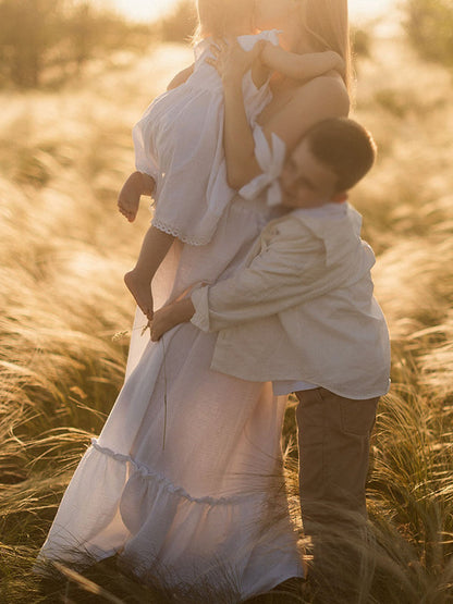 Vestido Maxi Maternidad Boho Con Tirantes Y Volantes Falbala Para Foto