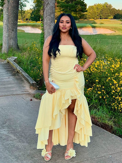 Vestido Maxi de Maternidad con Volantes Abertura Ajustado para Cóctel