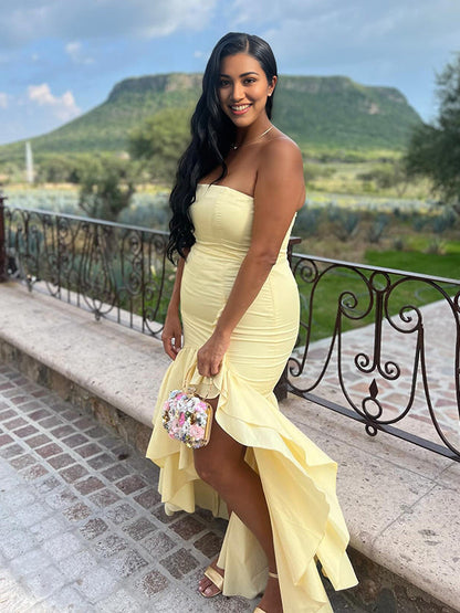 Vestido Maxi de Maternidad con Volantes Abertura Ajustado para Cóctel