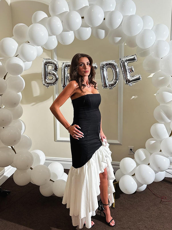 Vestido Maxi de Maternidad con Volantes Abertura Ajustado para Cóctel