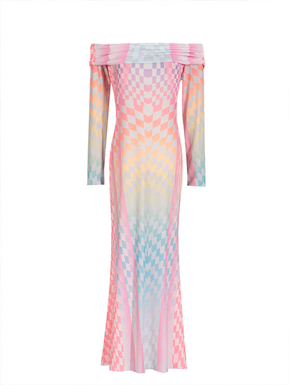 Vestido Premamá Fiesta Con Bloque De Color Y Hombros Descubiertos