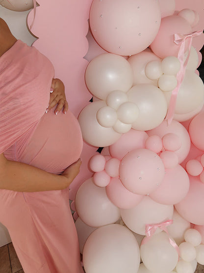 Vestido Maxi De Maternidad Con Hombros Descubiertos Acanalado para Baby Shower