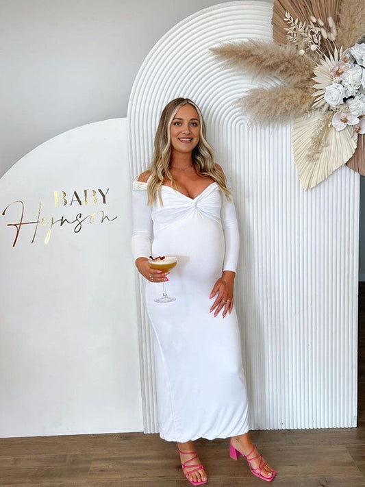 Vestido Maternidad con Abertura en la Espalda para Fiesta y Baby Shower