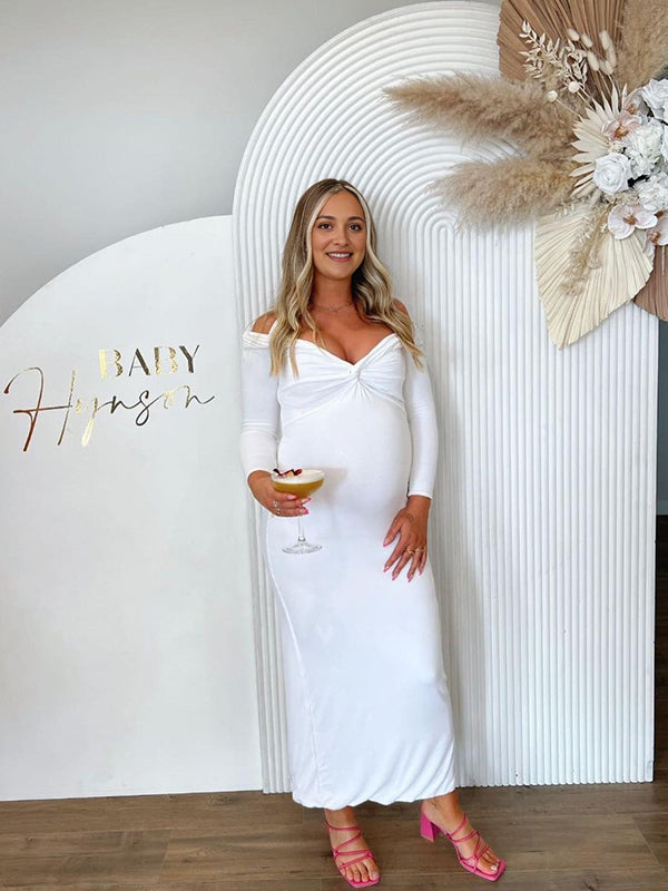 Vestido Maternidad con Abertura en la Espalda para Fiesta y Baby Shower