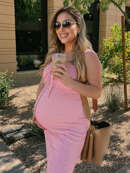 Fruncido Lazo Lazada Abertura Elegante Ajustado Vacaciones Playa Vestidos Para Baby Shower
