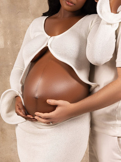 Vestido Maxi de Maternidad Elegante con Corte de Rana para Sesiones de Fotos