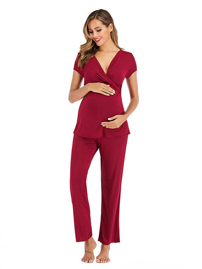 2 Conjuntos Color Sólido Diario Casual Salir Suave Trajes De Lactancia
