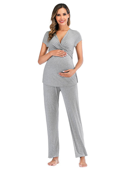 2 Conjuntos Color Sólido Diario Casual Salir Suave Trajes De Lactancia