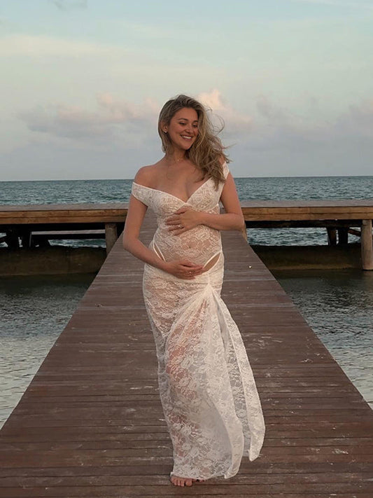Vestido Maxi Transparente Para Sesión De Fotos De Maternidad