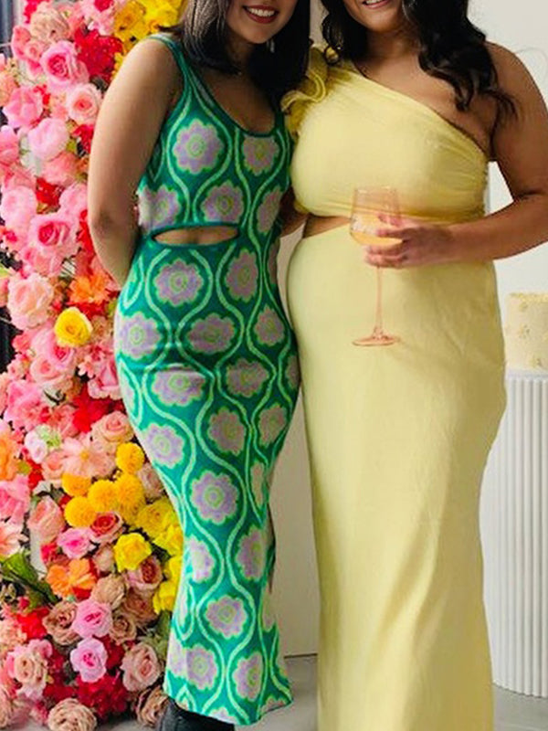 Vestido Maxi de Maternidad con Hombro Asimétrico Ajustado para Babyshower