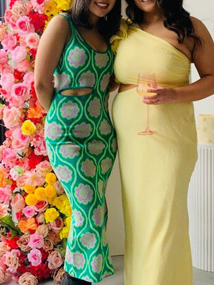 Vestido Maxi de Maternidad con Hombro Asimétrico Ajustado para Babyshower