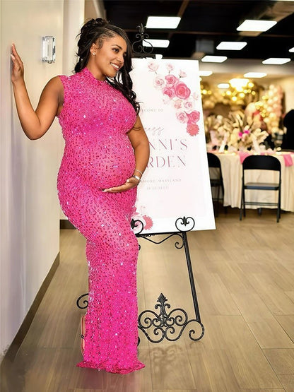Vestido Maxi de Maternidad de Ajustado a la Moda para Baby Shower