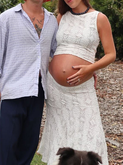 Vestido Elegante de Premamá con Escote en U