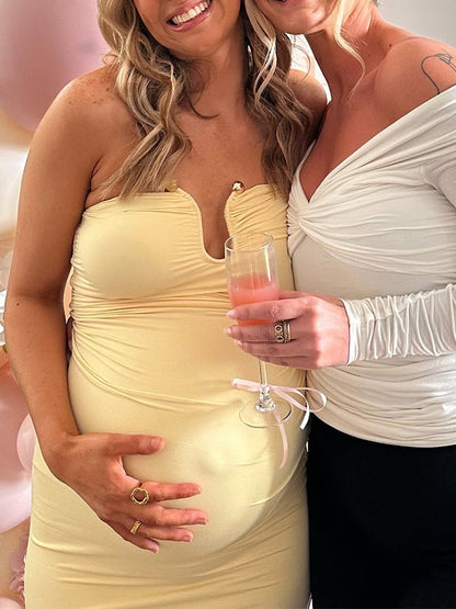 Vestido Maxi Maternidad con Banda U para Fiesta de Vacaciones