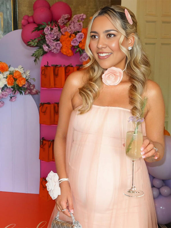 Vestido Maxi De Maternidad Con Volantes, Tirantes Para Revelación De Género Y Baby Shower