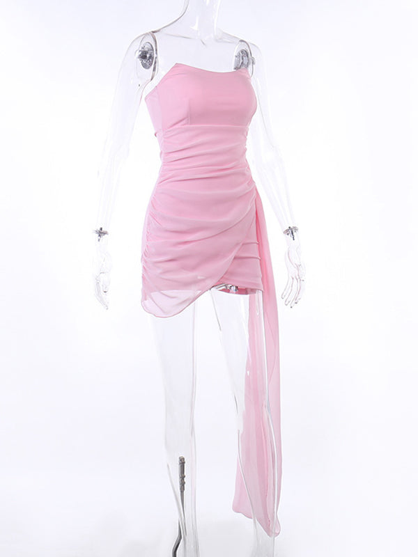 Vestido Mini de Maternidad Malla con Fruncido y Volantes para Baby Shower