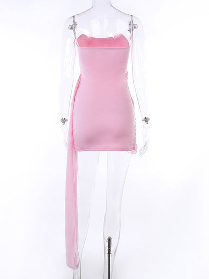 Vestido Mini de Maternidad Malla con Fruncido y Volantes para Baby Shower