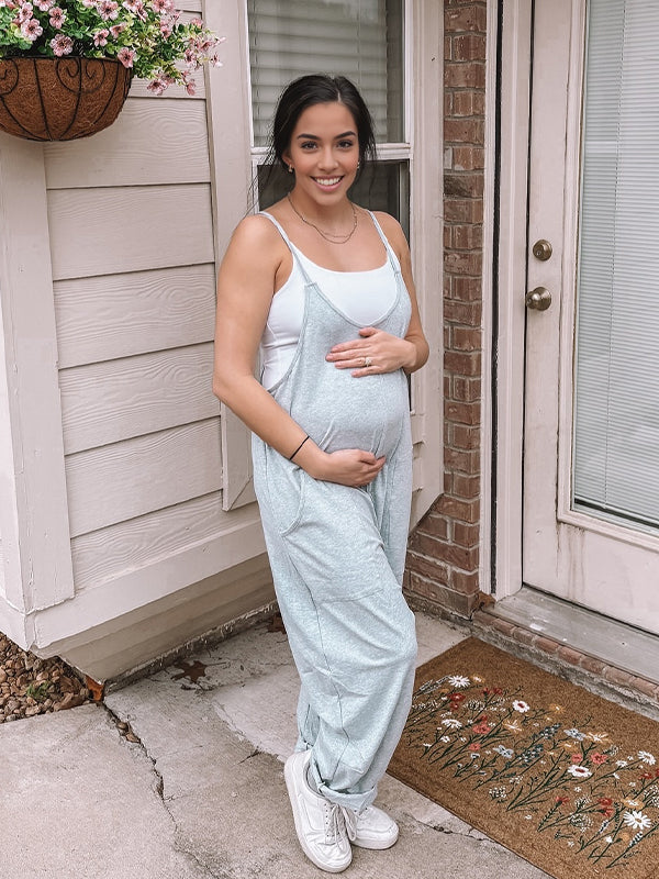 Mono De Maternidad Suelto Con Escote En V