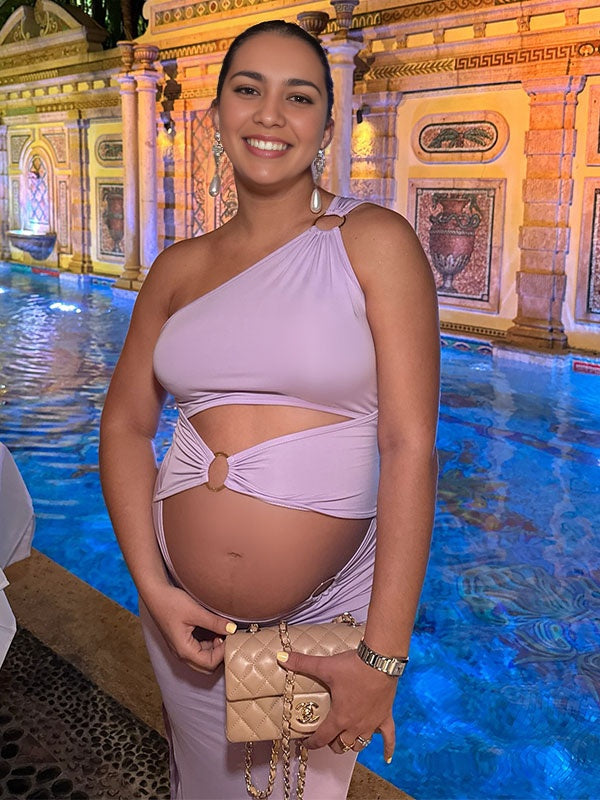 Hombro caído Irregular Abertura Entallado vestidos para embarazadas