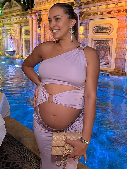 Hombro caído Irregular Abertura Entallado vestidos para embarazadas