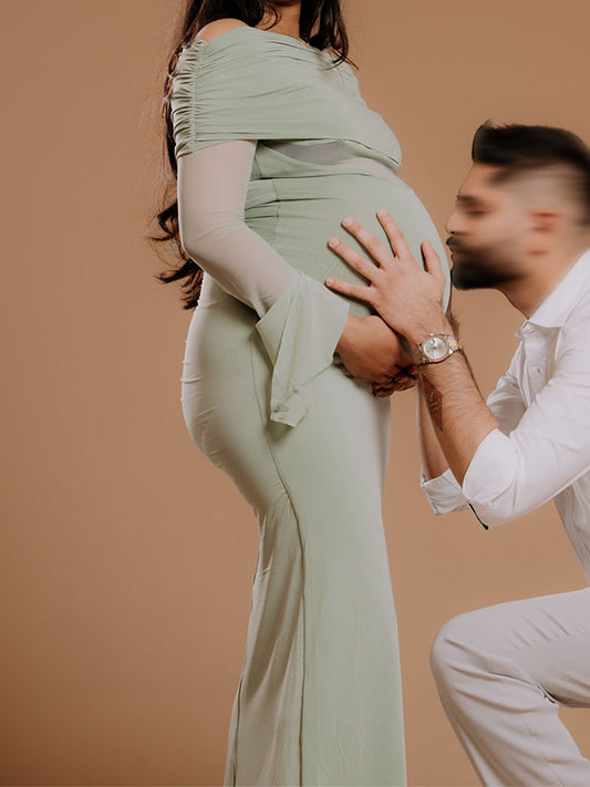 Cuello cruzado Entallado Elegante Fotografía Fiesta vestidos para embarazadas