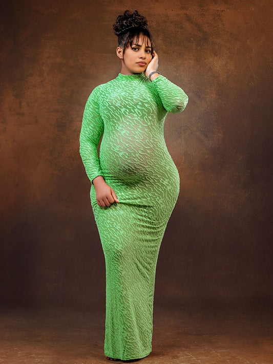 Vestido Para Embarazadas Con Cuello Redondo Ajustado Chic Fotografía Fiesta