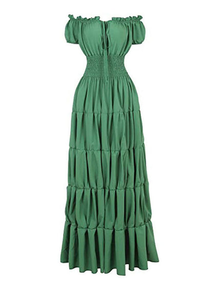 Hombros descubiertos Pliegue Cinturilla elástica Casual Diario vestidos para embarazadas