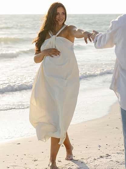 Escote halter Entallado Minimalista Casual Fotografía vestidos para embarazadas