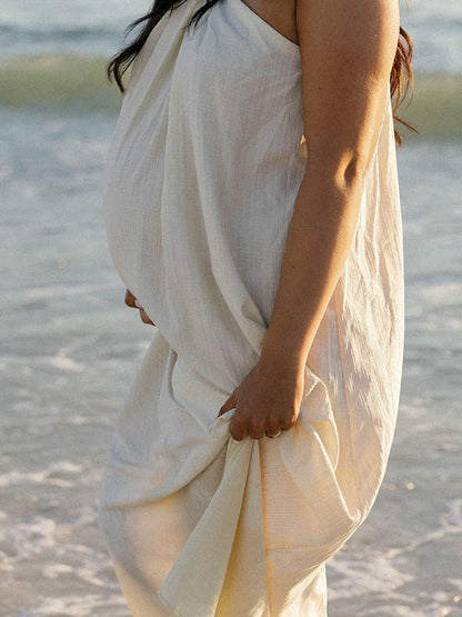 Escote halter Entallado Minimalista Casual Fotografía vestidos para embarazadas