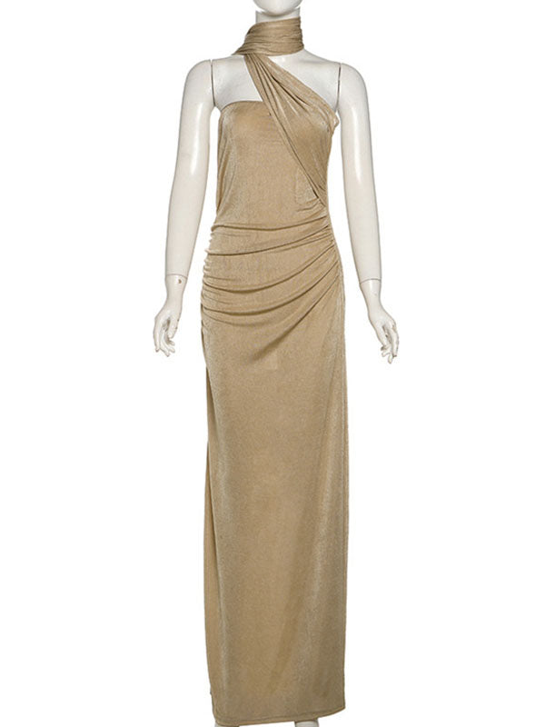 Espalda descubierta Escote palabra de honor cinta Pliegue Elegante Fotografía vestidos premamá fiesta