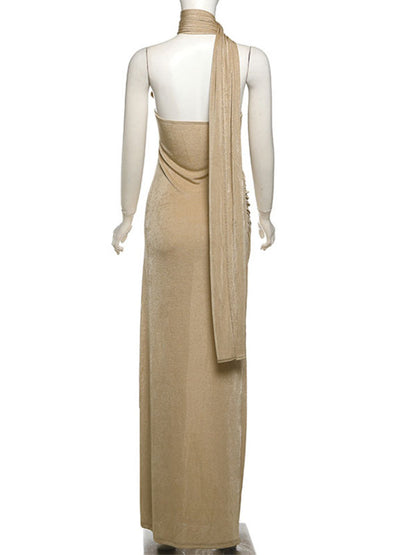 Espalda descubierta Escote palabra de honor cinta Pliegue Elegante Fotografía vestidos premamá fiesta