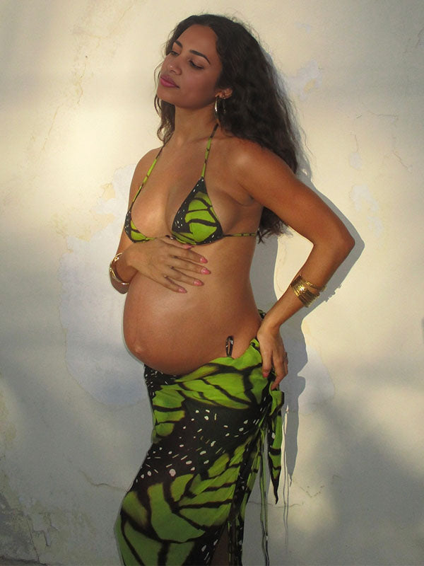 Escote halter Lazada Espalda descubierta Tul Estampado Playa Vacaciones vestidos para embarazadas