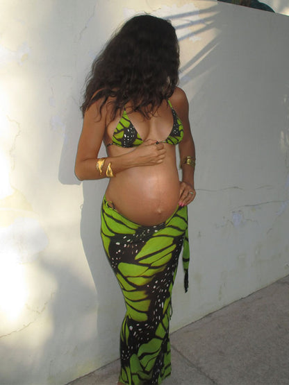 Escote halter Lazada Espalda descubierta Tul Estampado Playa Vacaciones vestidos para embarazadas