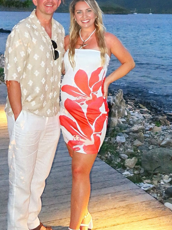 Floreado Ajustado Escote palabra de honor Elegante Fotografía vestidos para embarazadas