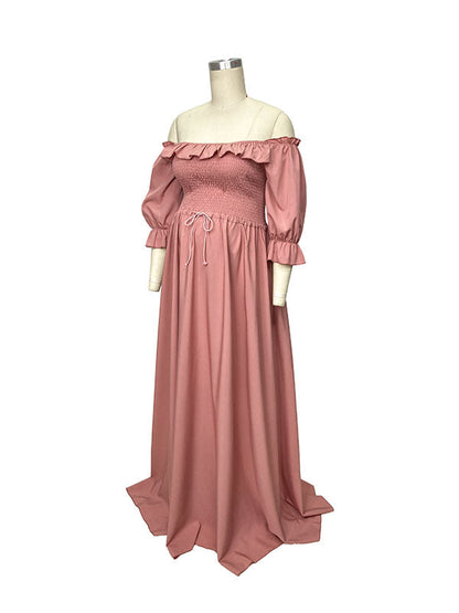 Rosa Bohemio Fluido Amigable Con El Bache Hombros Descubiertos Vestidos De Foto De Maternidad