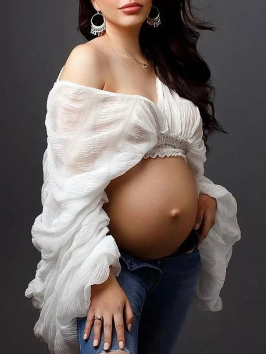 Top Premamá Para Fotografía Con Volantes