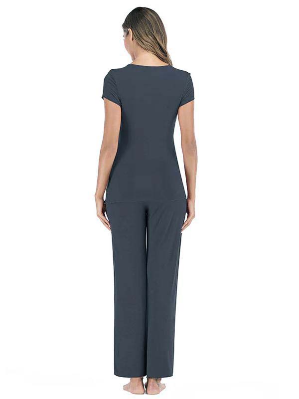 2 Conjuntos Color Sólido Diario Casual Salir Suave Trajes De Lactancia