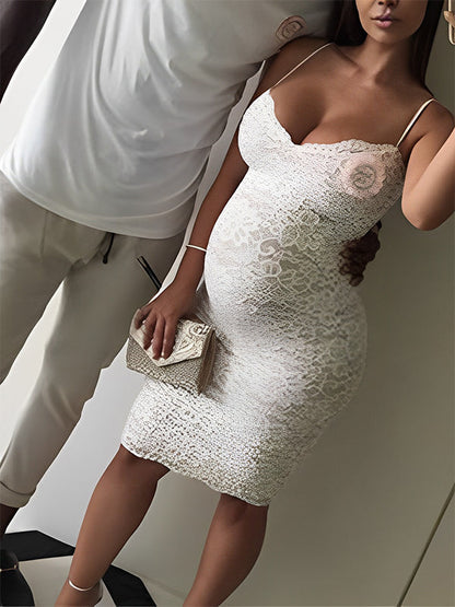 Vestido Para Baby Shower Con Tirantes, Espalda Descubierta Y Cuello En V