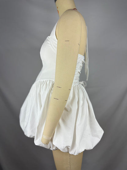 Vestido Mini Maternidad Elegante con Espalda Lace-up, Sin Espalda y Escote Halter