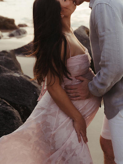 Vestido Maxi Premamá Chic con Tirantes Finos y Espalda Descubierta