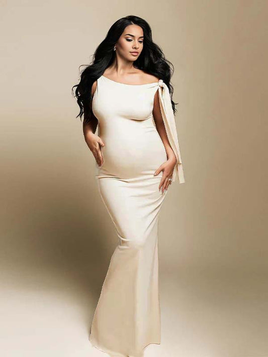 Correas Un Hombro Sirena Ajustados Fotografía Para Baby Shower Maternidad Vestido Largo